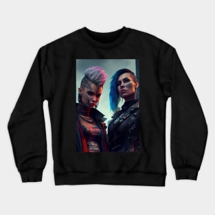 Futuristic Punk Women Portrait with Bright Coloured Hair Crewneck Sweatshirt